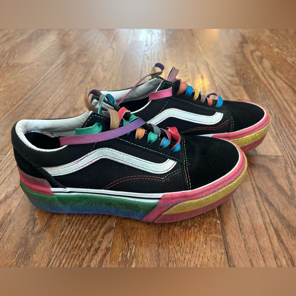 Women’s VANS Rainbow Accent Black Skate Sneakers